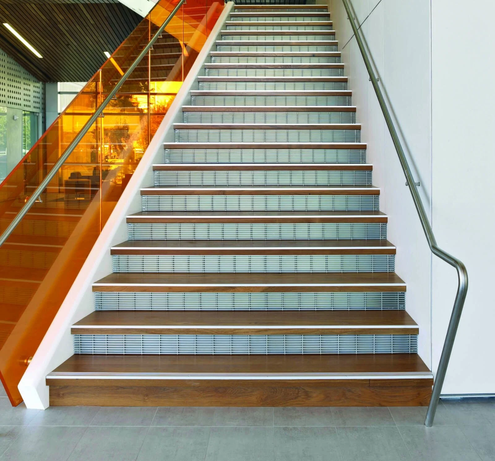 Custom metal stair treads and stair risers