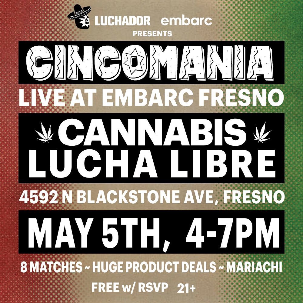 FRESNOOOOOOO!!!! WE BACK IN UR WORLD FOR A VERY SPECIAL CINCO DE MAYO LUCHA LIBRE SHOW AT EMBARC!

WE&rsquo;LL BE TEARIN IT UP WITH SOME LOCO LUCHA TALENT, SOME LIVE COMEDY, MARIACHI, BOMB A$$ FOOD AND BIG TIME PRODUCT DEALZ. 

CINCOMANIA! WHO&rsquo;