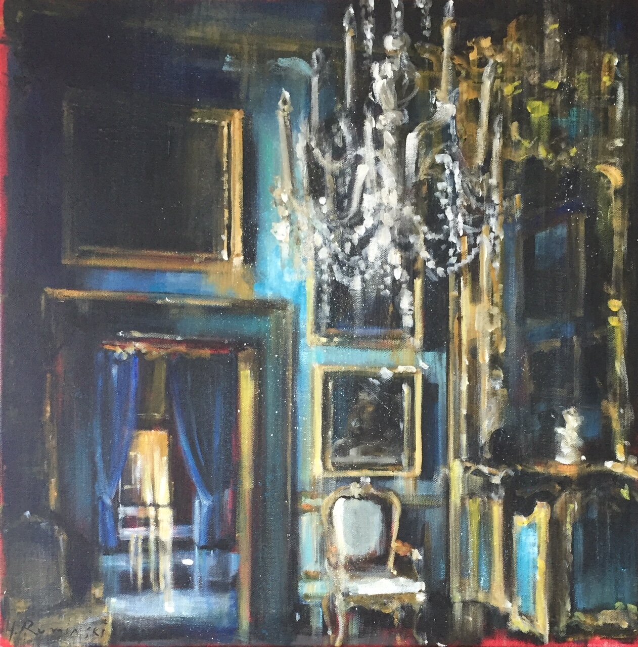 Italian Palazzo Blue Room 24"x24" acrylic on canvas 2019 SOLD