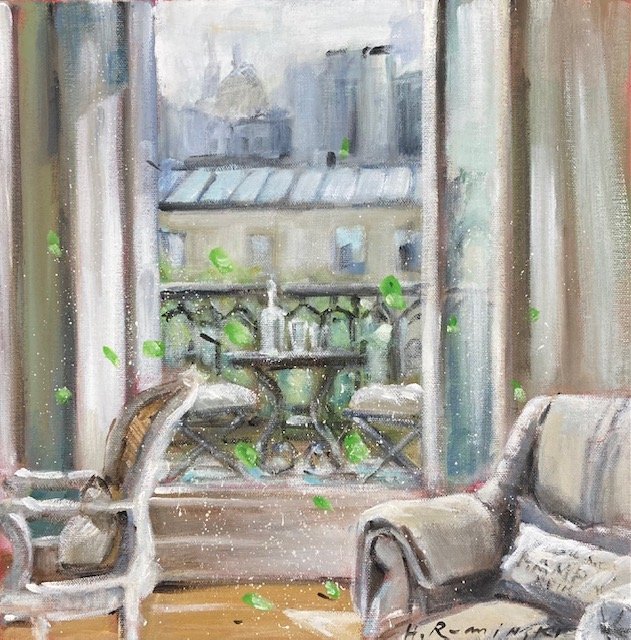 Windows in Paris 9 14"x14" acrylic on canvas 2022 SOLD