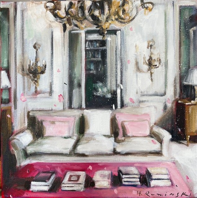 Parisian Living 31 14"x14" acrylic on canvas 2021 SOLD