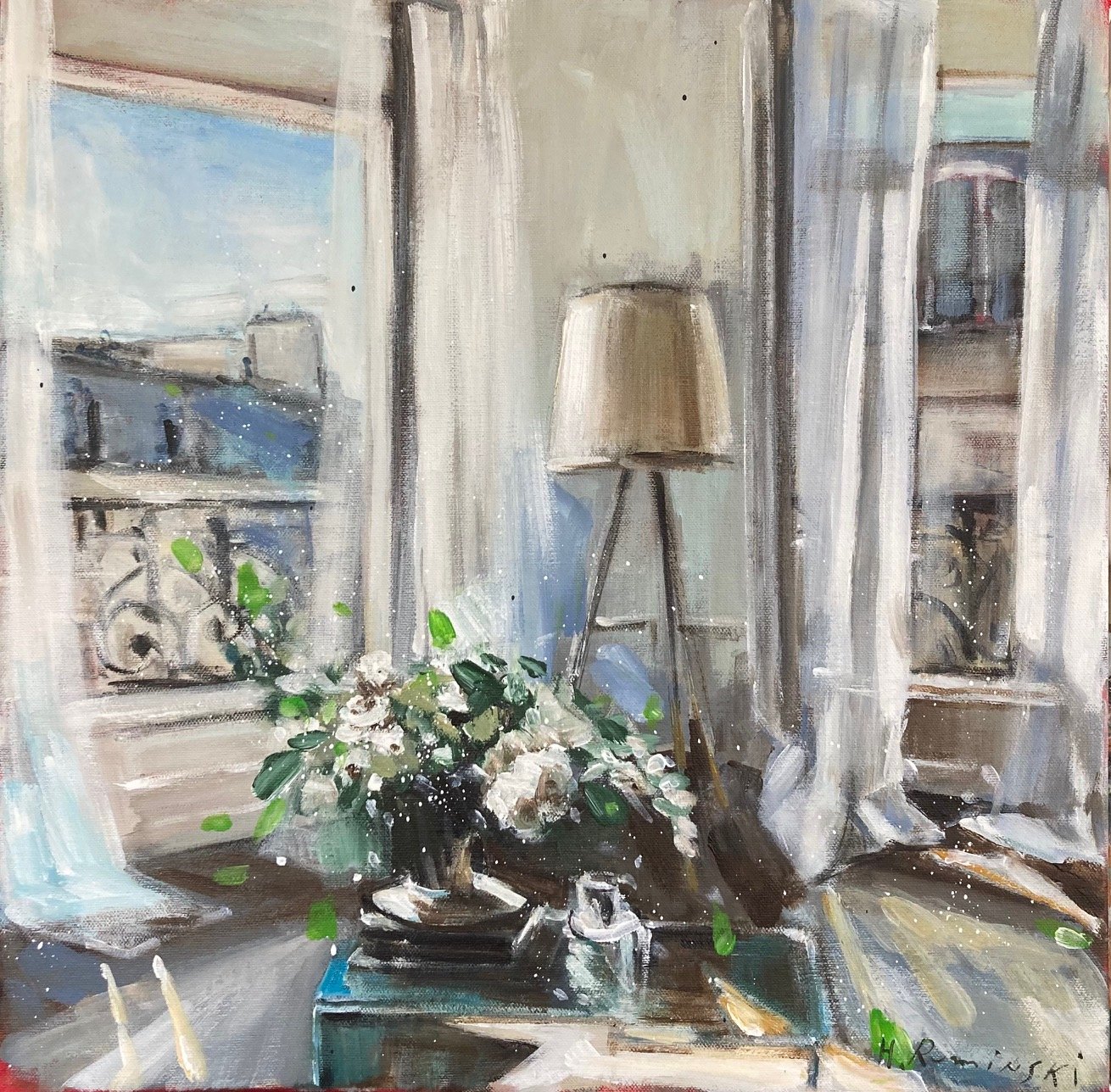 Apartment in Paris 5/22. 18"x18" acrylic on canvas 2022 SOLD