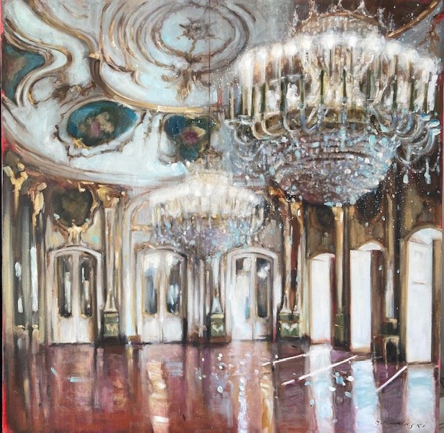 Ballroom in Queluz Palace 45"x45" acrylic on canvas 2020 SOLD