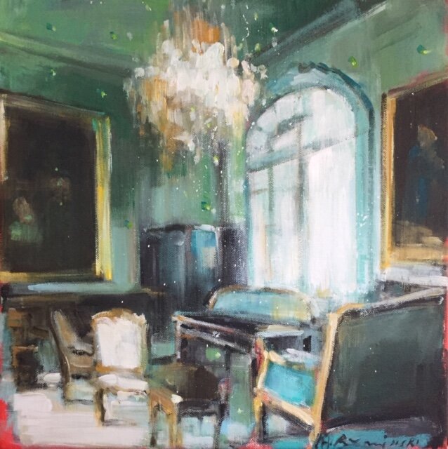 Chateau 8-19 14"x14" acrylic on canvas 2019 SOLD