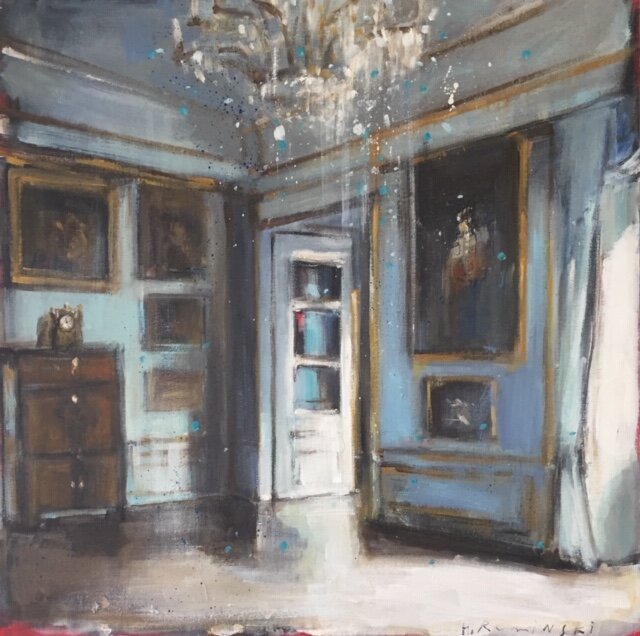 Lazienki Palace II 18"x18" acrylic on canvas 2018 SOLD