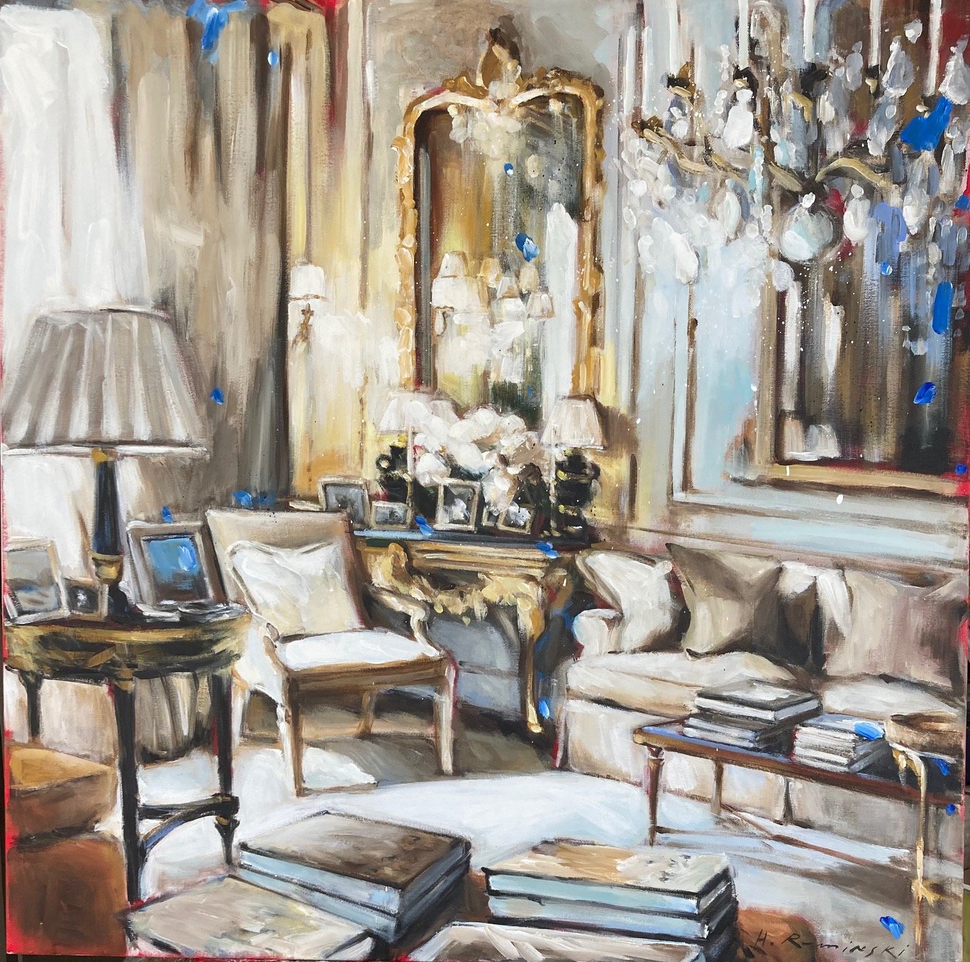 Classic Parisian Interior, 36"x36" acrylic on canvas 2022 SOLD