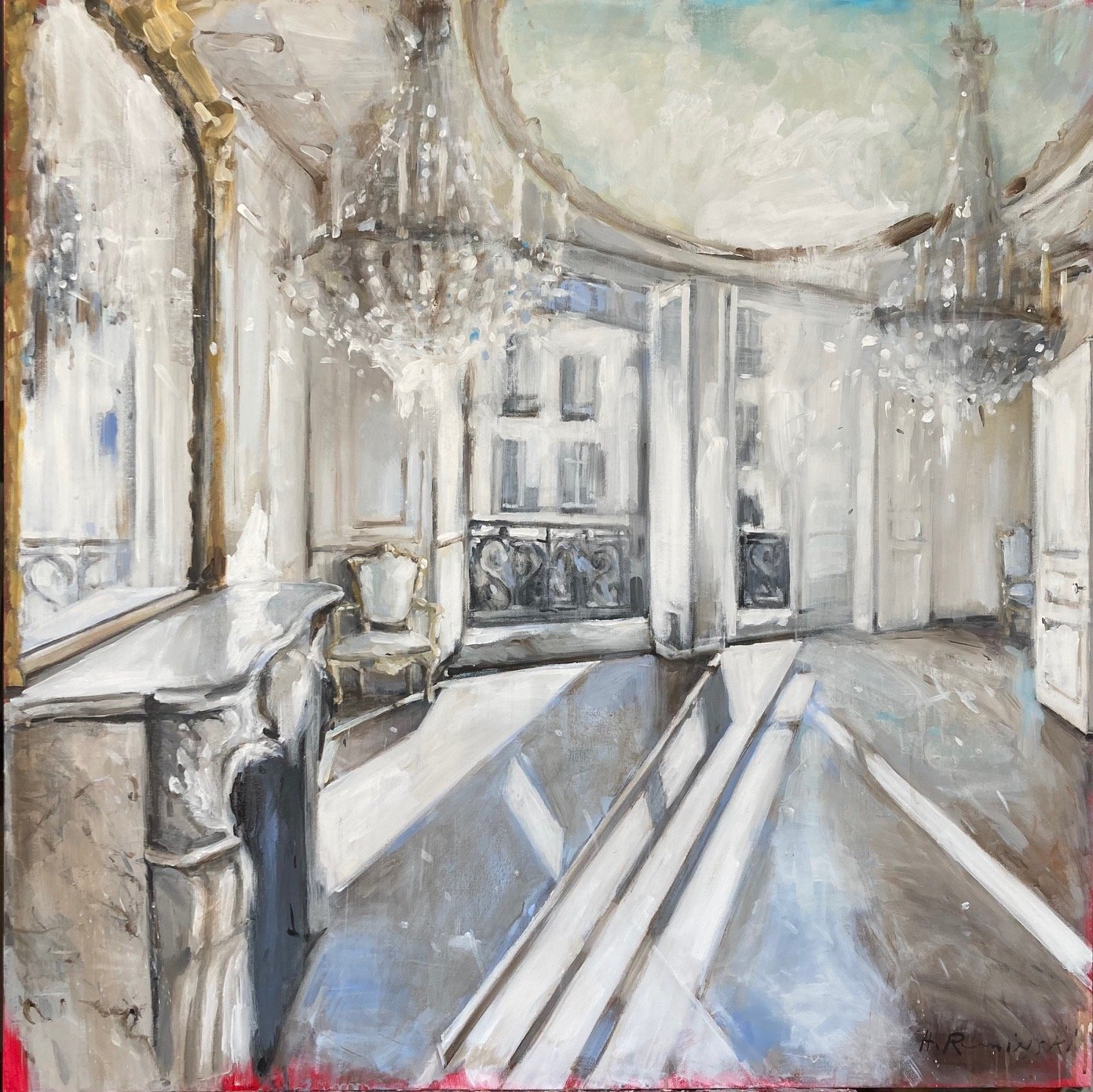 Parisian Apartment in Ecru, 40"x40" acrylic on canvas 2022 SOLD
