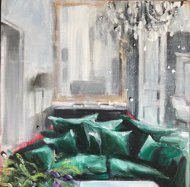 Parisian Living 7 14"x14" acrylic on canvas 2021 SOLD