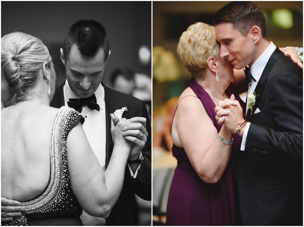 Grooms dancing with their mothers at Malaparte wedding