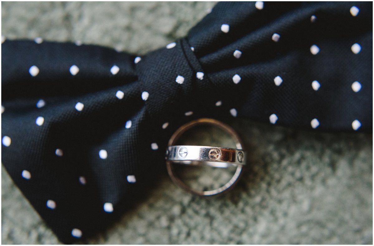 Dog bow tie with wedding rings