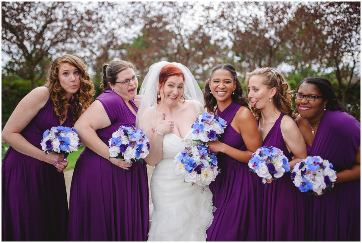 Bridal party in dark purple at Cardinal Golf Club in Newmarket