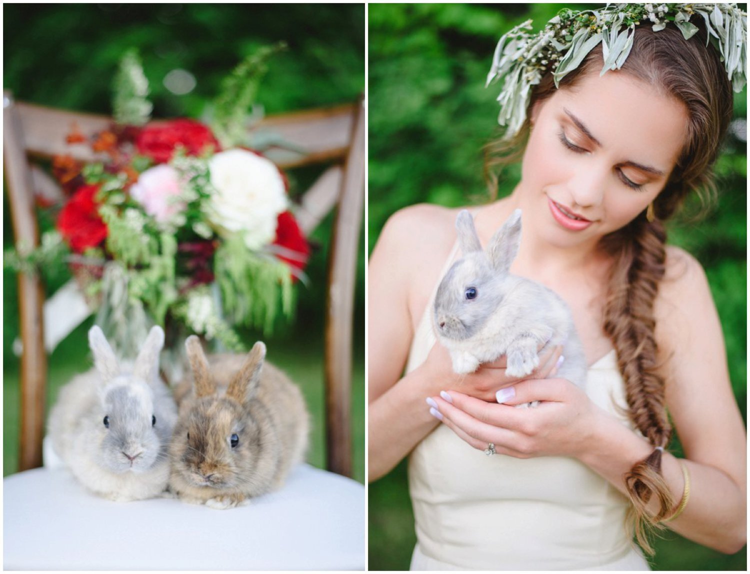 Dwarf bunnies sitting on a chair Toronto wedding photographer