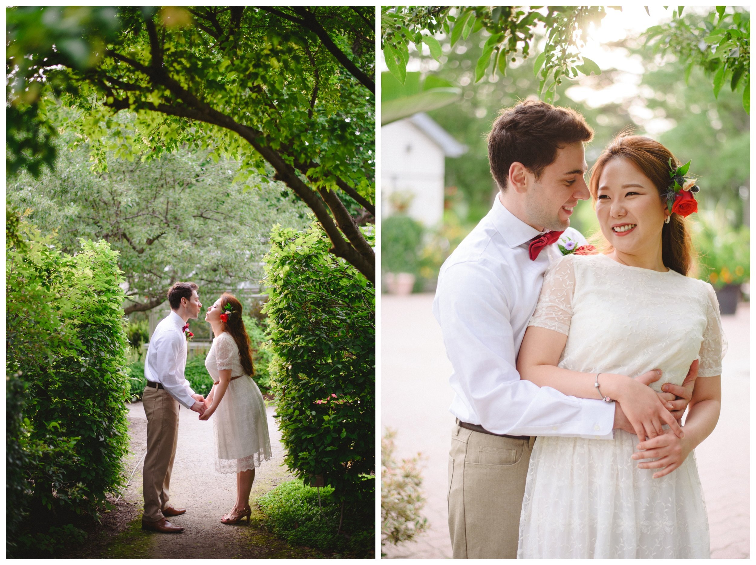 Couple kissing Edward Garden engagement session 