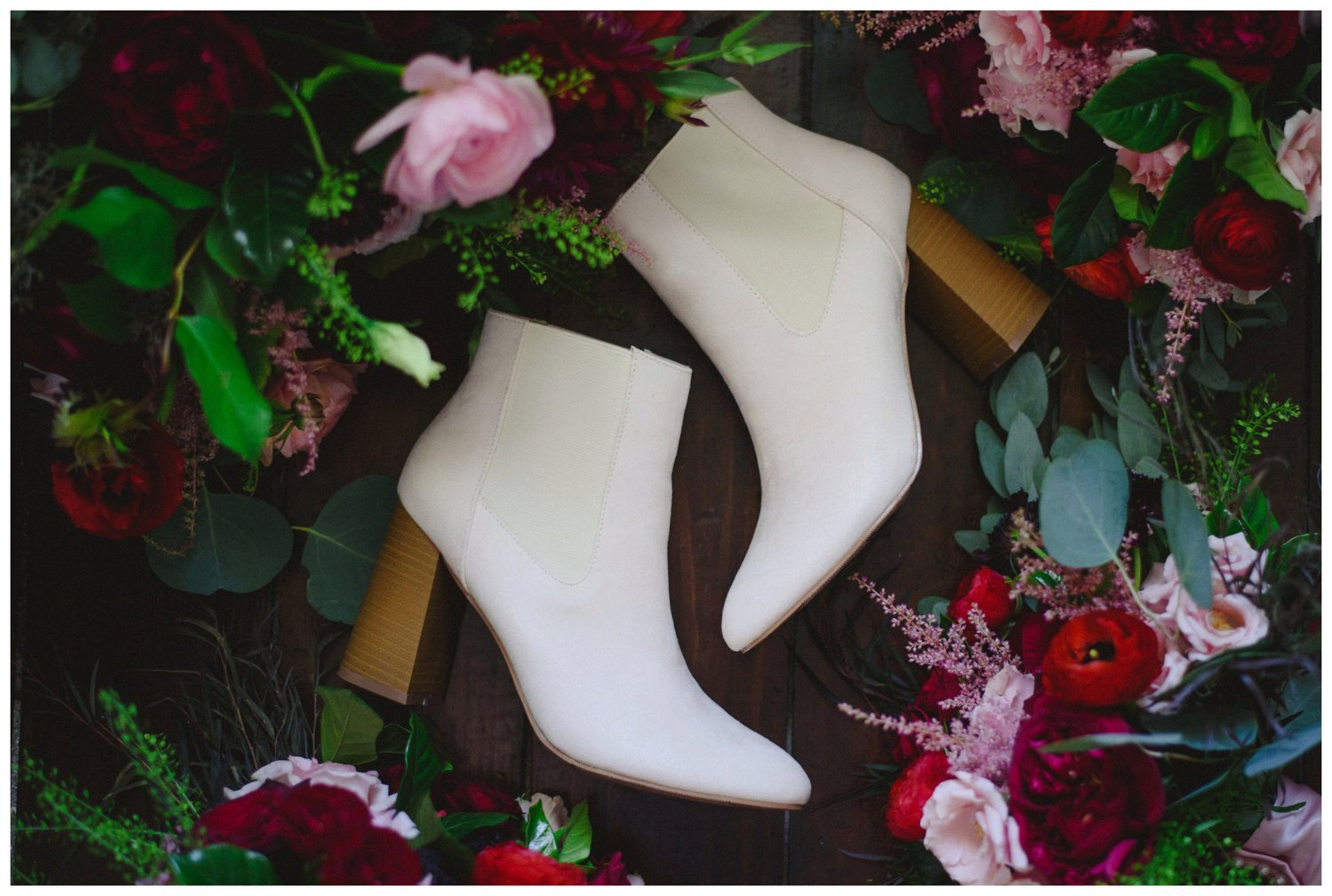 White booties for Muskoka wedding 