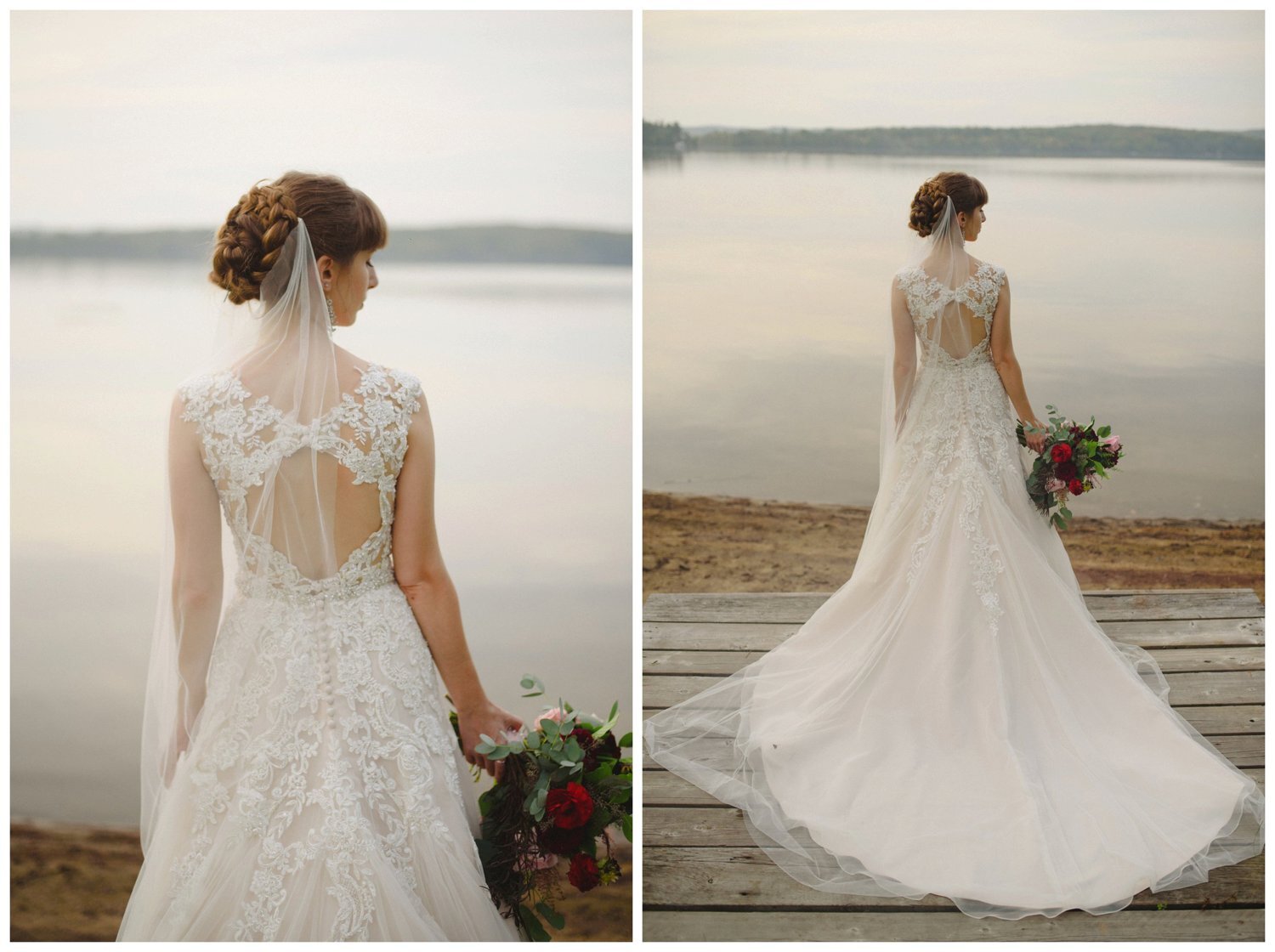 Bride and groom by the lake at Portage Inn Wedding in Muskoka