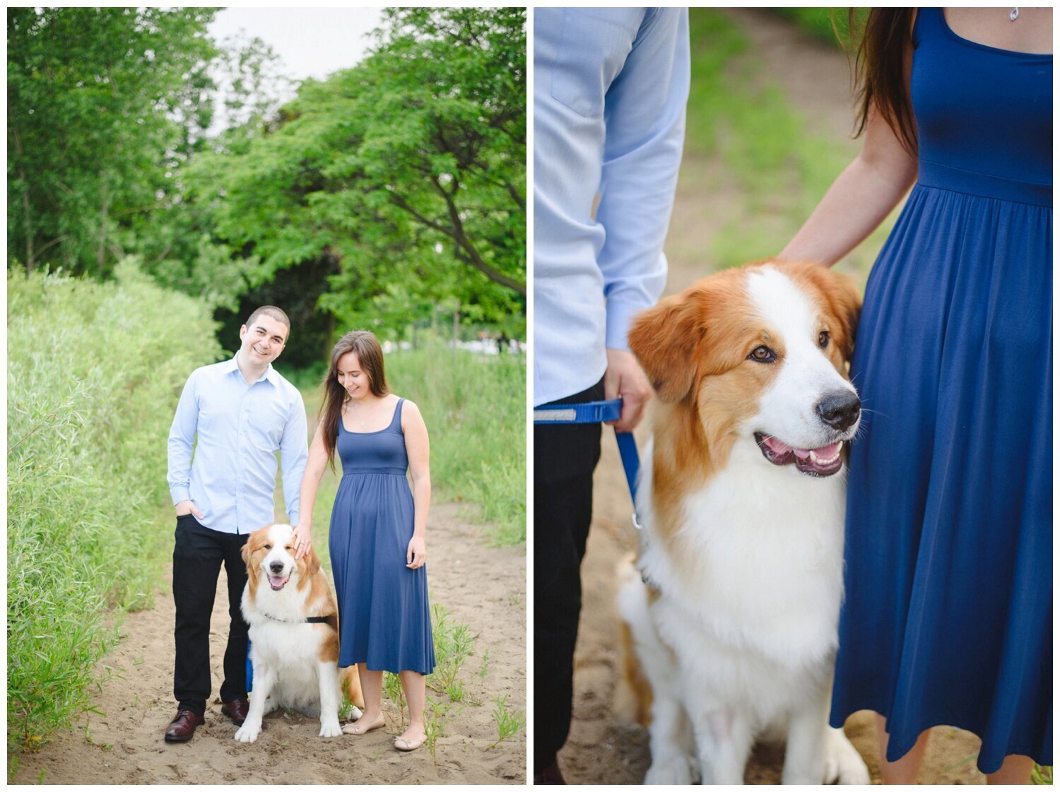 Couple with their dog at Toronto Lakeshore Engagement 