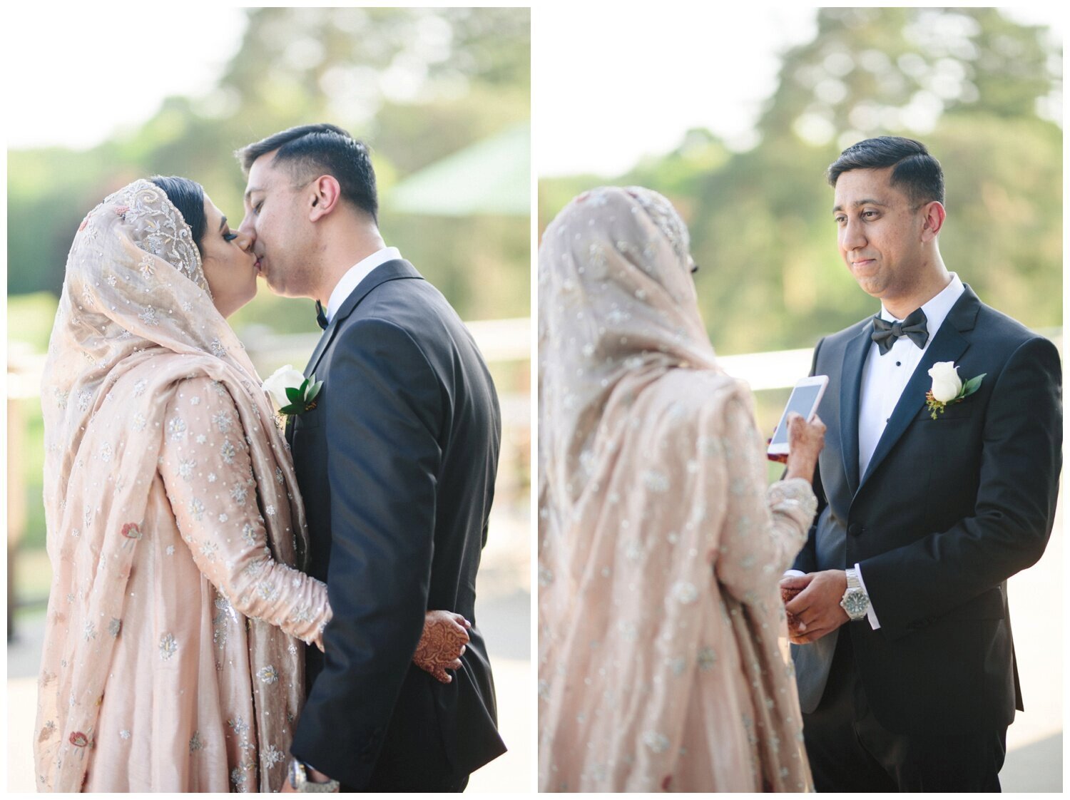 bride and groom seeing each other for muslim wedding at Dundas Valley golf club 