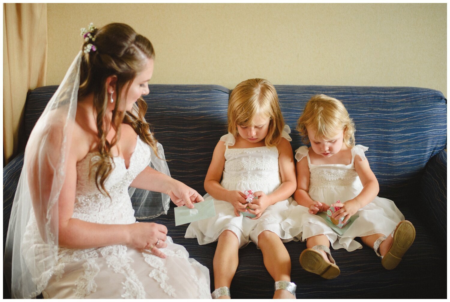 bride with her flower girls at Kortright Centre Wedding 