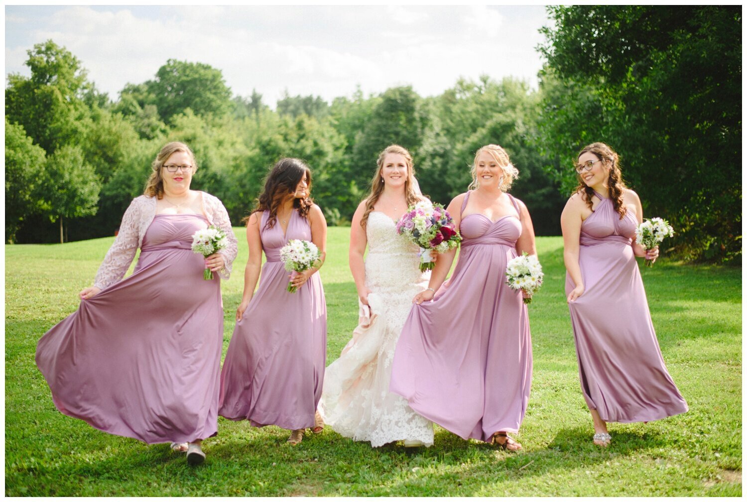 light purple bridesmaid dresses at Kortright Centre Wedding 