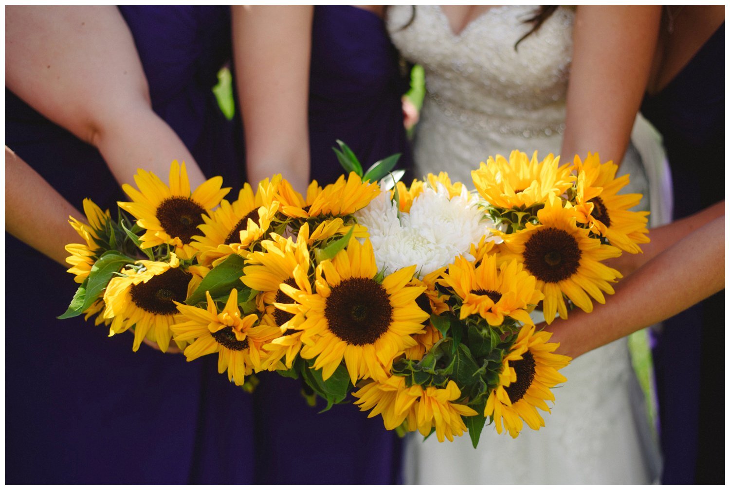 sunflower bouquets at Holland Marsh Winery Wedding in Newmarket