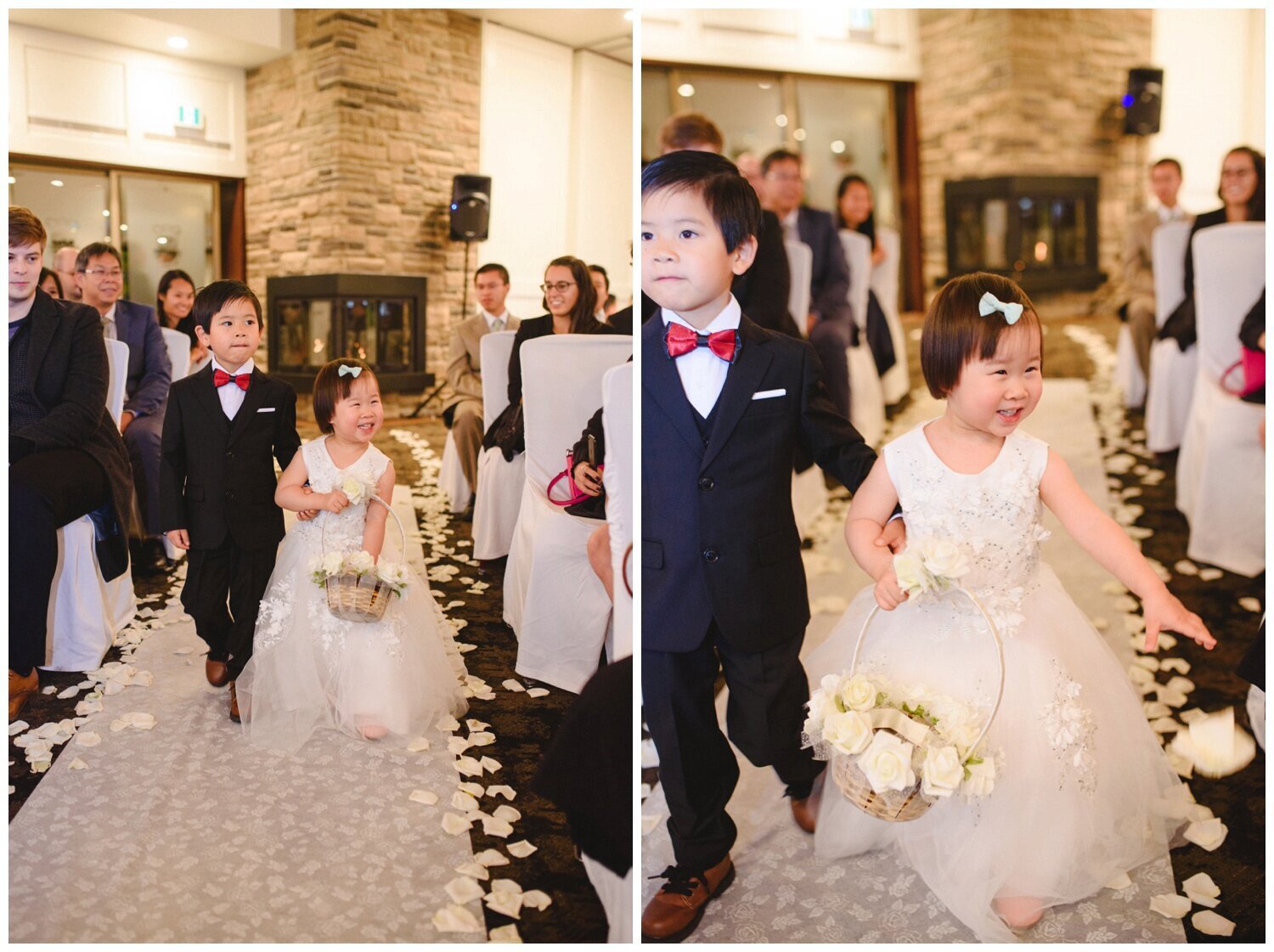 flower girl and ring bearer walking down the aisle at Credit Valley Golf Club Wedding