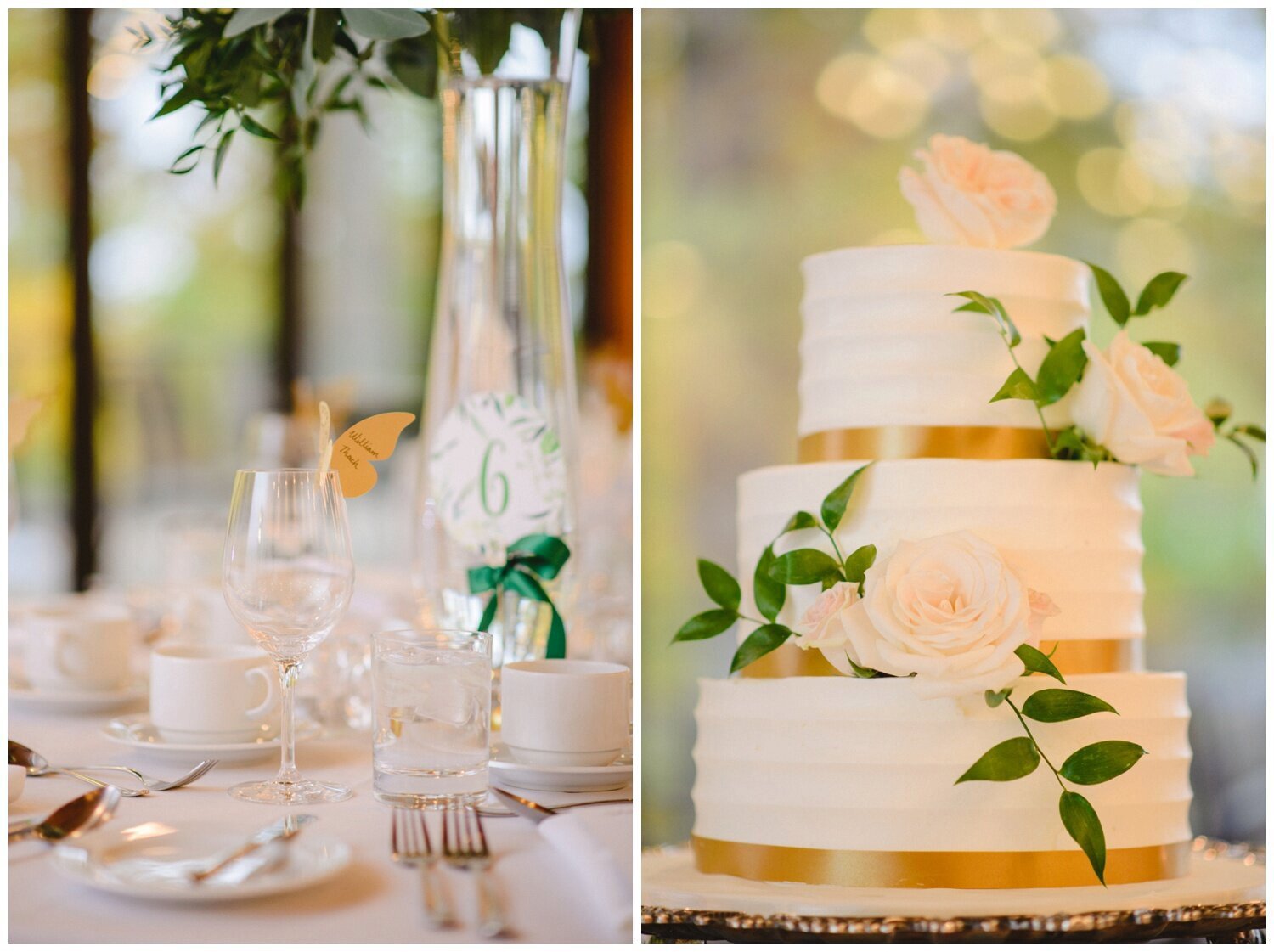 white and gold wedding cake at Credit Valley Golf Club Wedding