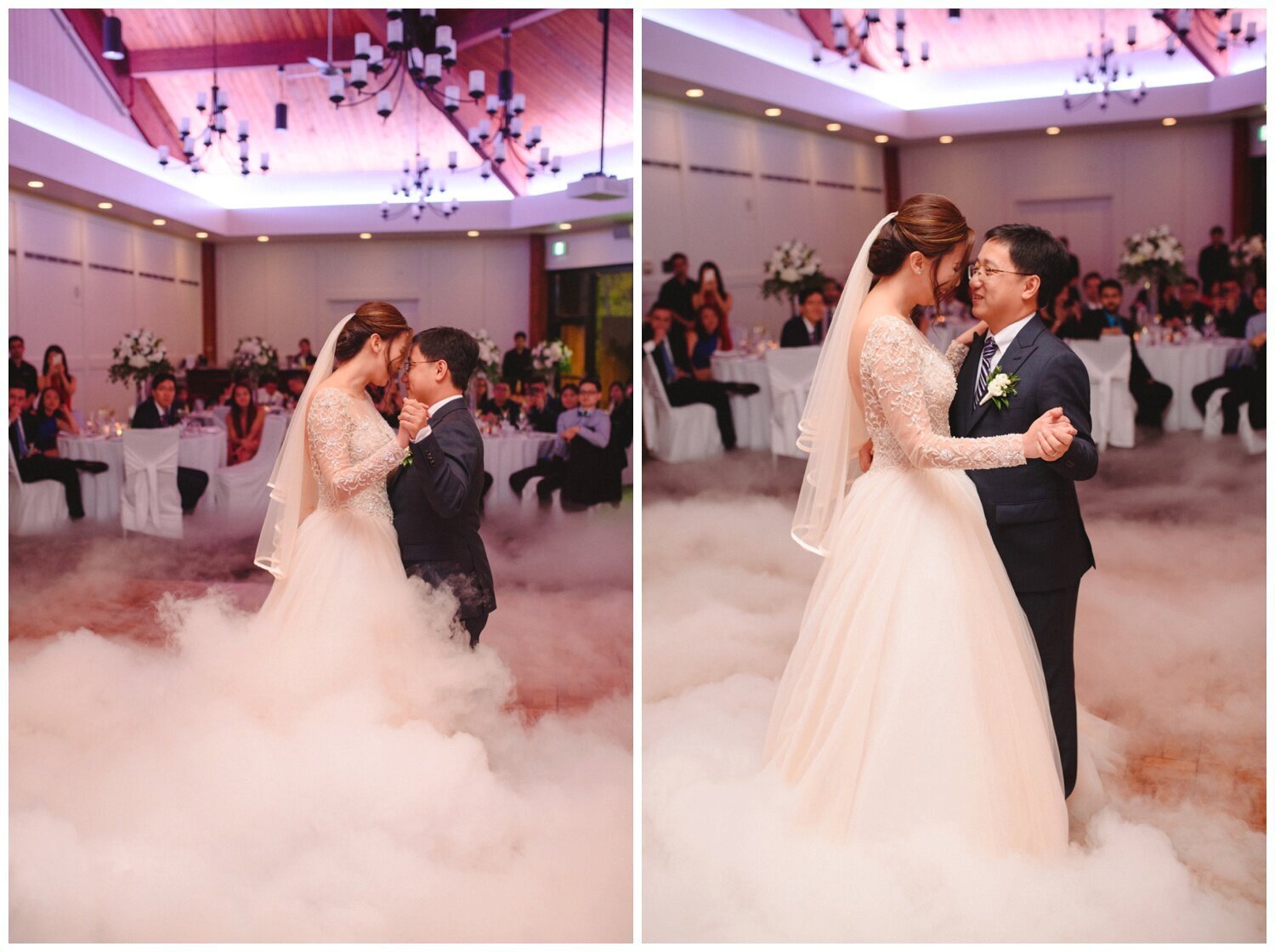 bride and groom dancing with fog machine at Credit Valley Golf Club Wedding
