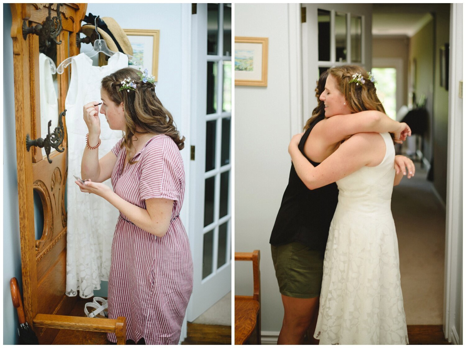 Bride getting ready for intimate wedding at Barrie Yacht Club