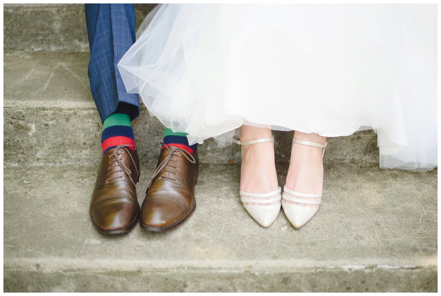 bride and groom shoes at backyard Ajax wedding