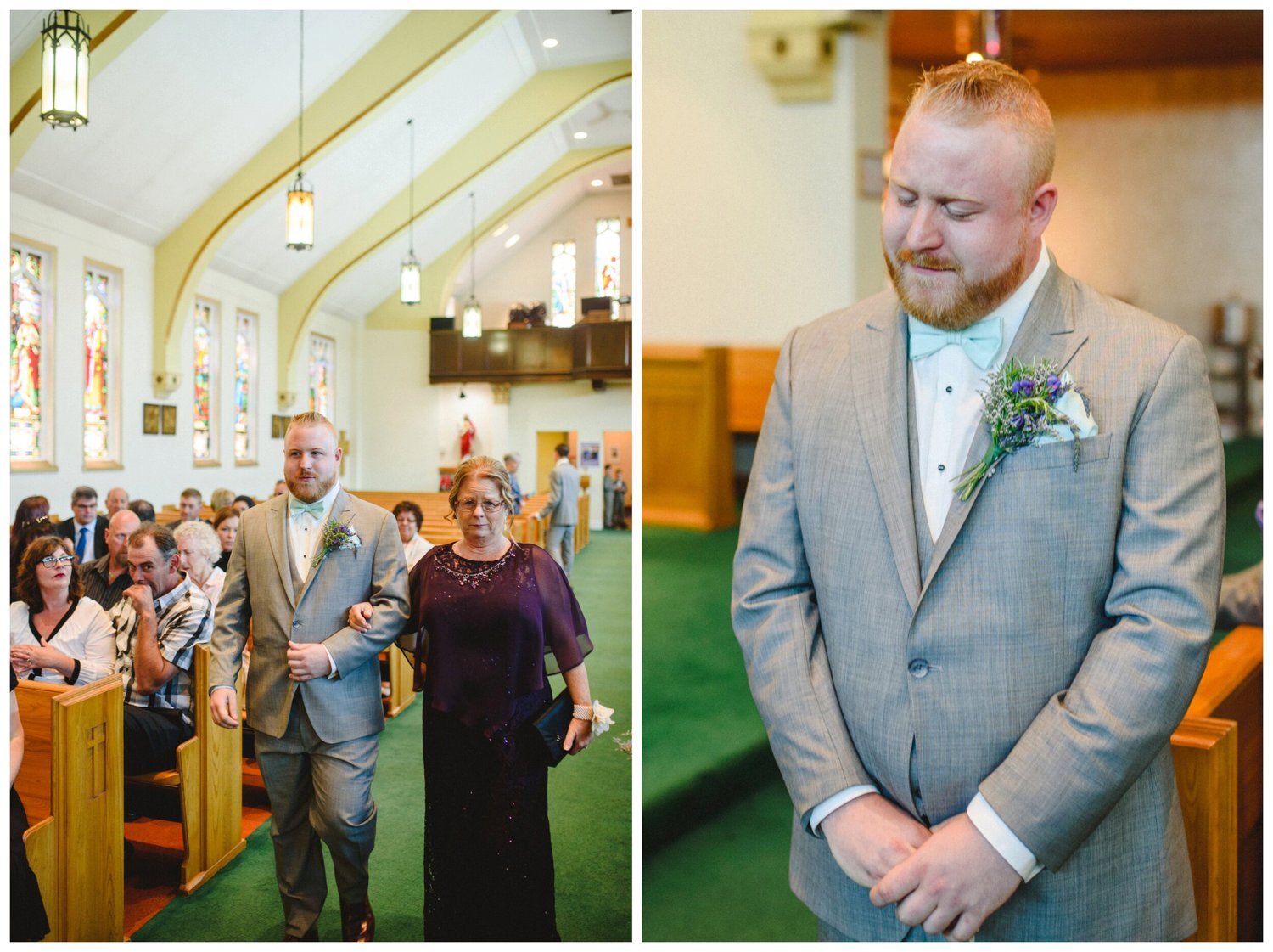 groom crying when he sees his bride at Oshawa church wedding