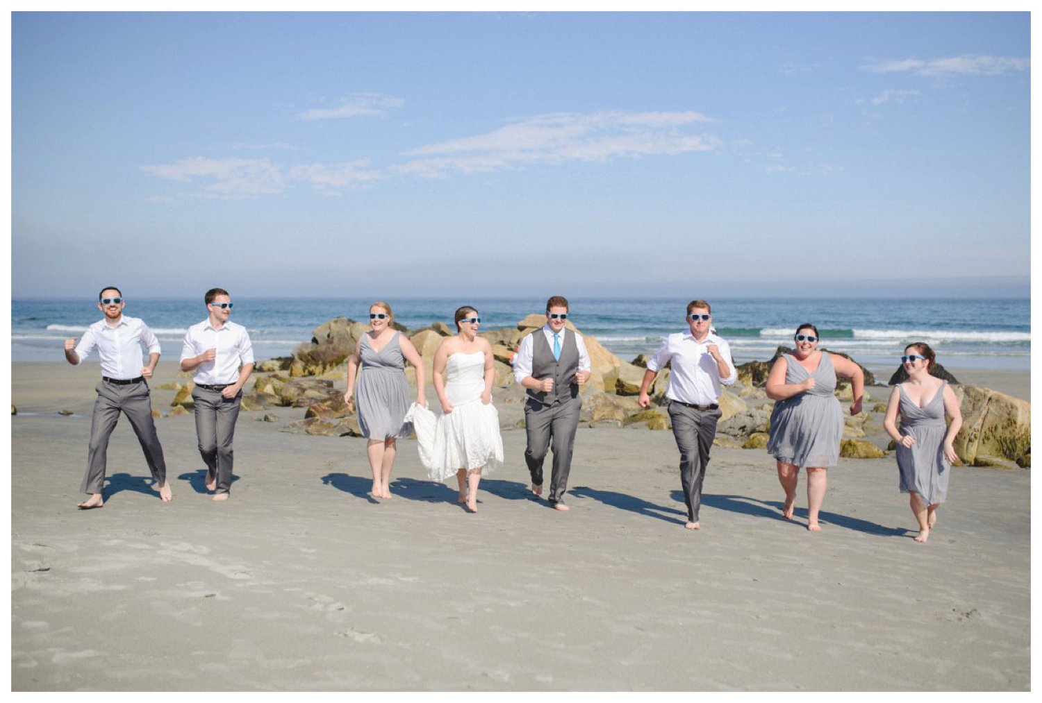 bridal party on the beach at Whitepoint Beach Resort Nova Scotia Wedding