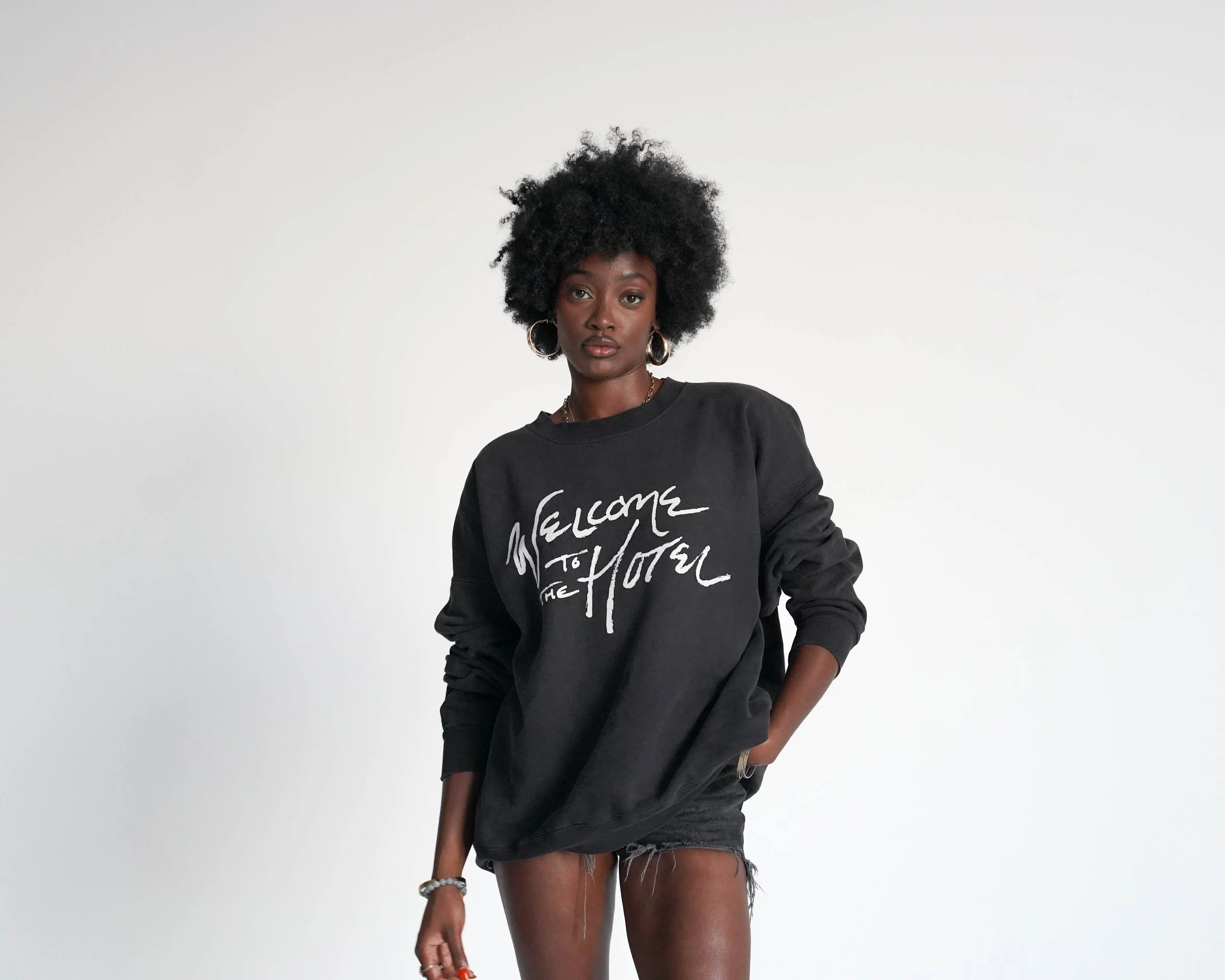WELCOME TO THE HOTEL BLACK CREWNECK