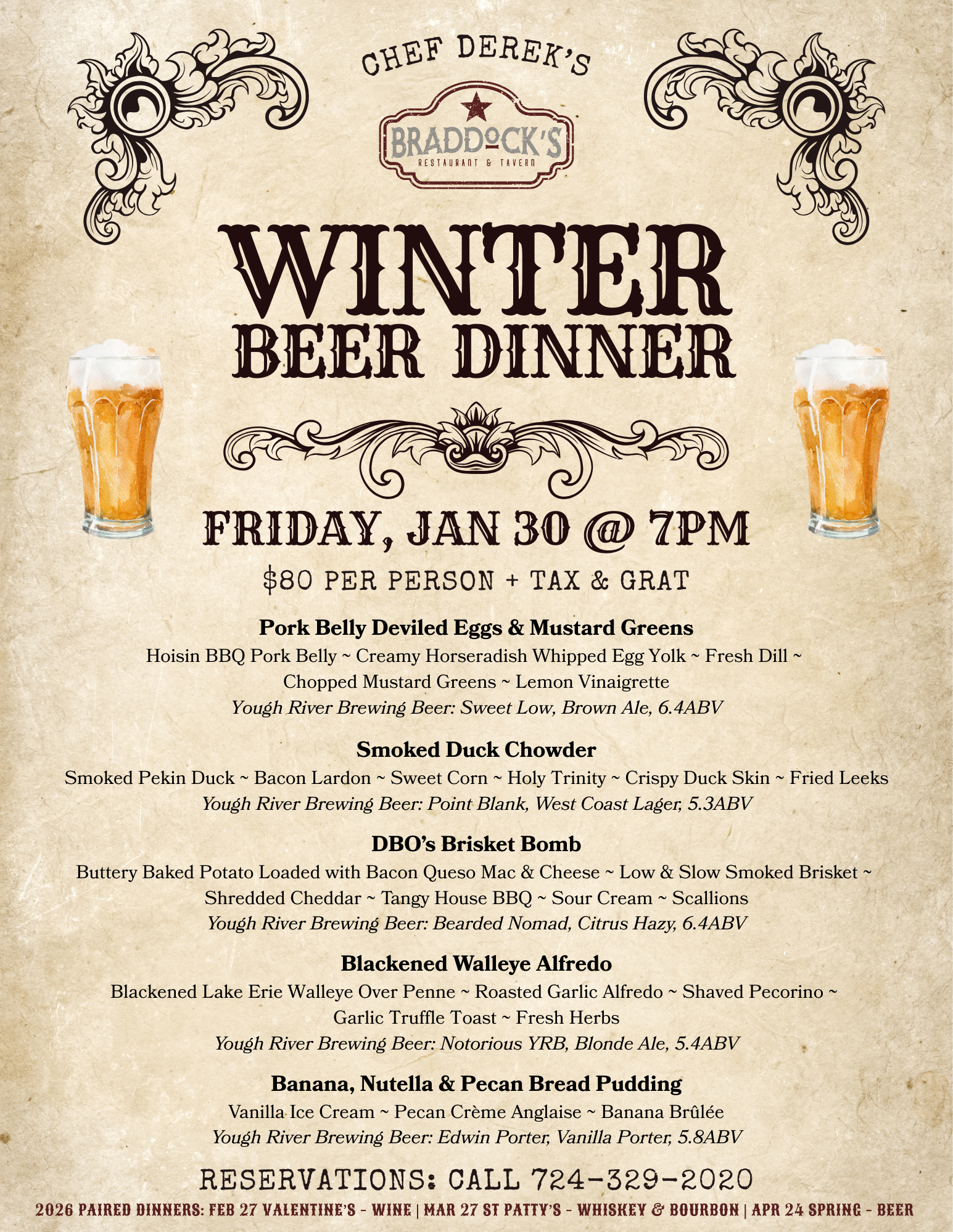 Braddock's Winter Beer Dinner