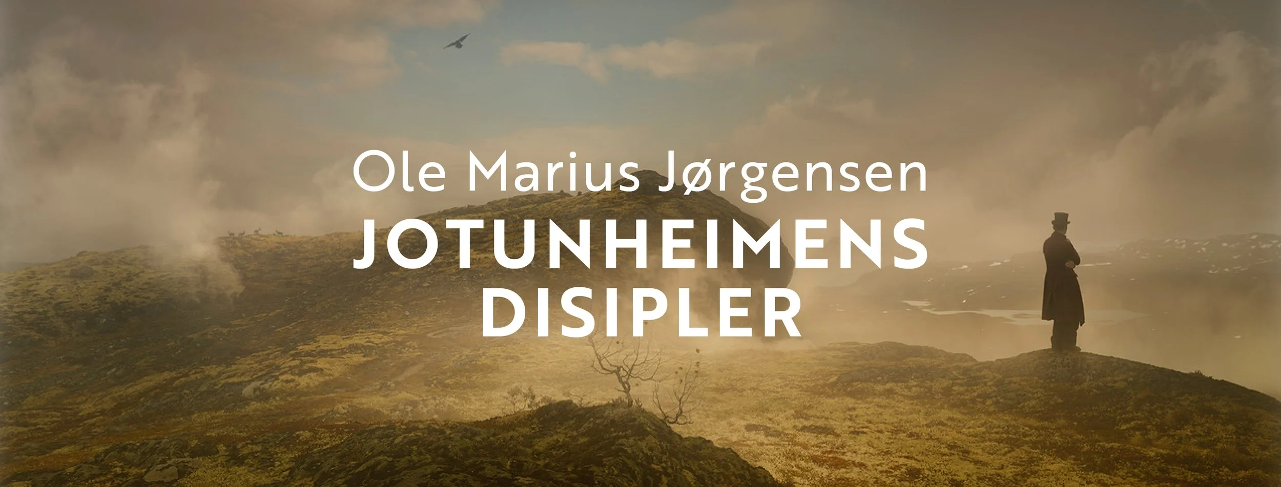 Kunstfotografi med motiv av I.C. Dahl som skuer utover de norske fjellene. Over ham er en regnbue. Foto er skapt av Ole Marius Jørgensen.