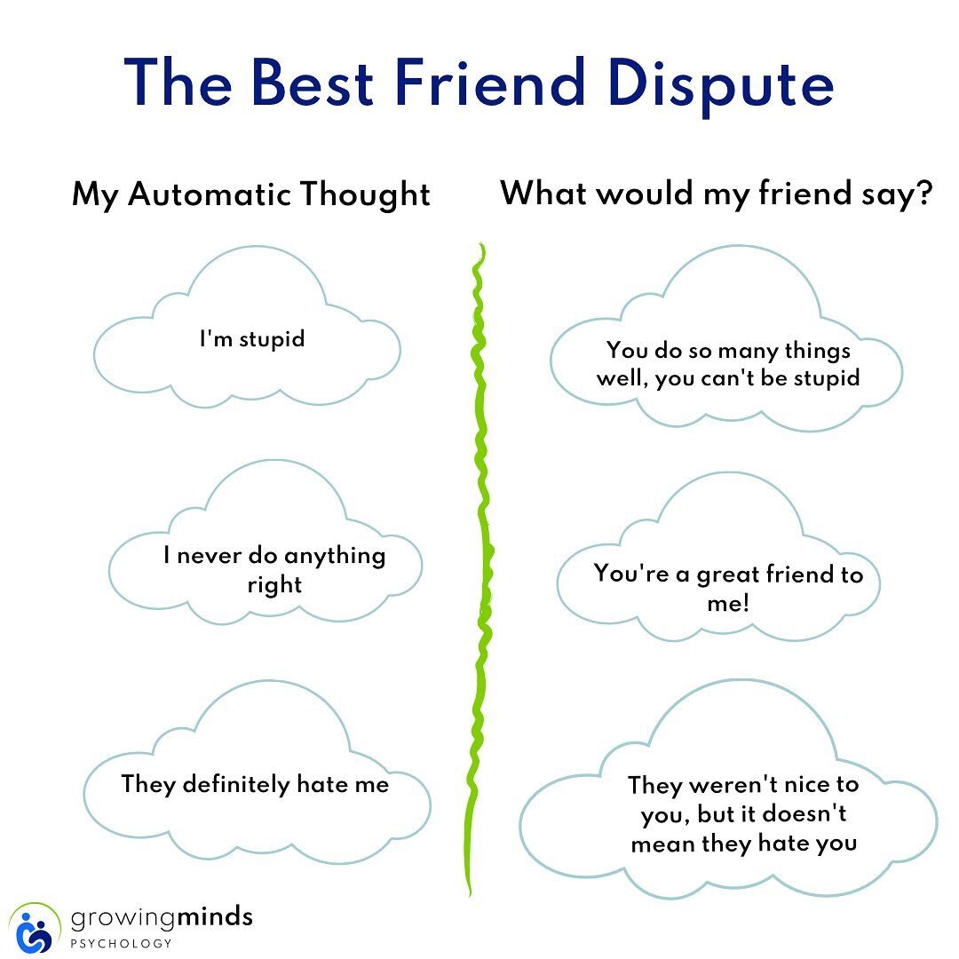 Finding yourself engaging in automatic negative thinking? Try taking a step back to challenge the validity of these thoughts. One way of doing so would be by asking yourself: &ldquo;what would my best friend say about this?&rdquo; Then, try talking b