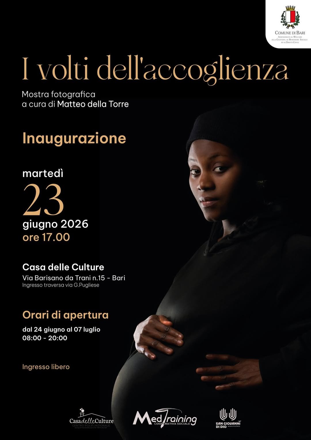 MOSTRA FOTOGRAFICA  “I volti dell’accoglienza” - Bari - 23 giugno - 7 luglio 2026
Foto: Matteo Della Torre Photography