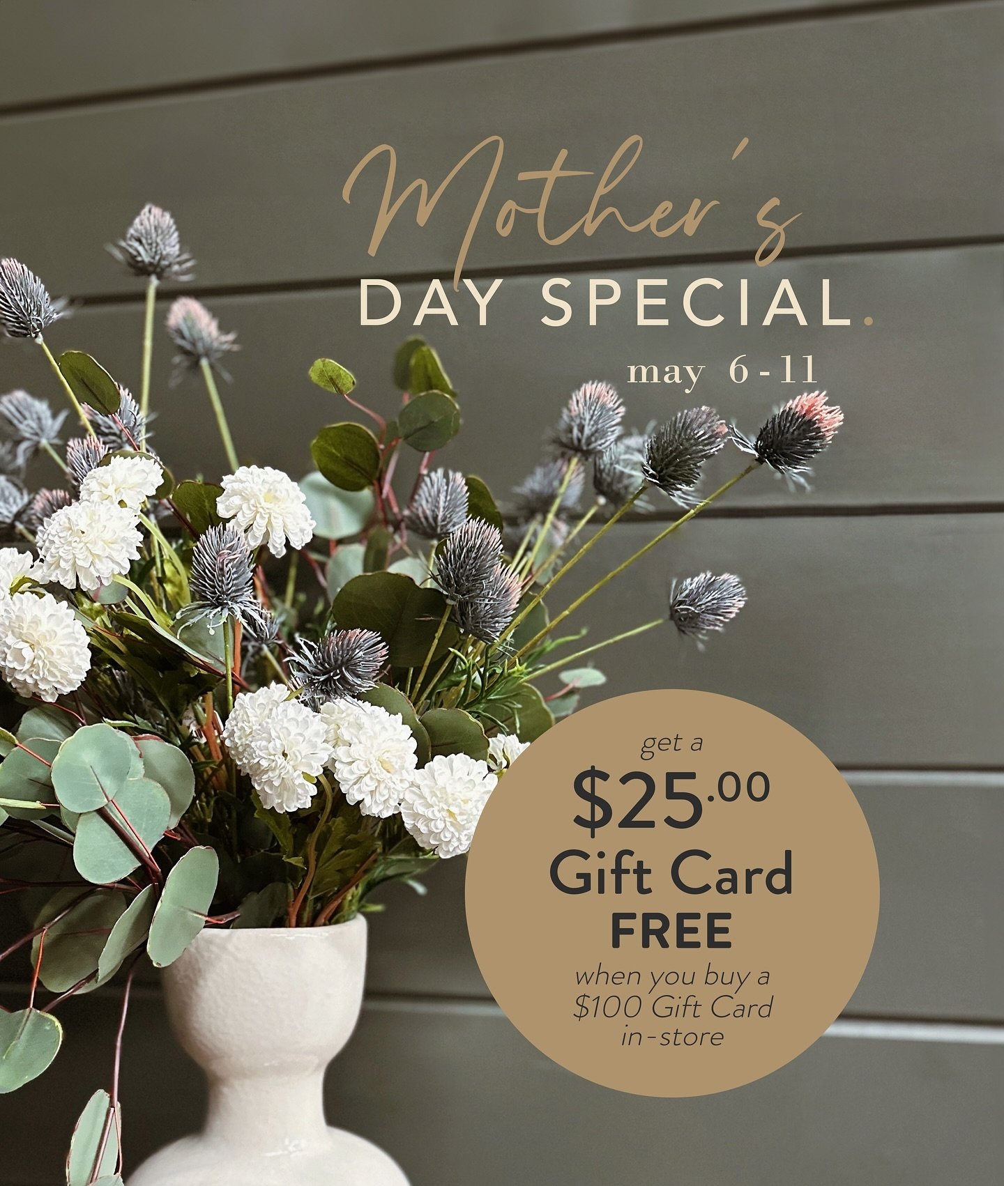 💐 Mother&rsquo;s Day Gift Card Special 💐 
at bfearless. at HOME
[ May 6 - 11 ]

✨ get a $25 gift card FREE when you buy a $100 gift card in-store during the above dates! ✨

**Gift cards must be used after Mother&rsquo;s Day. Cannot be combined with