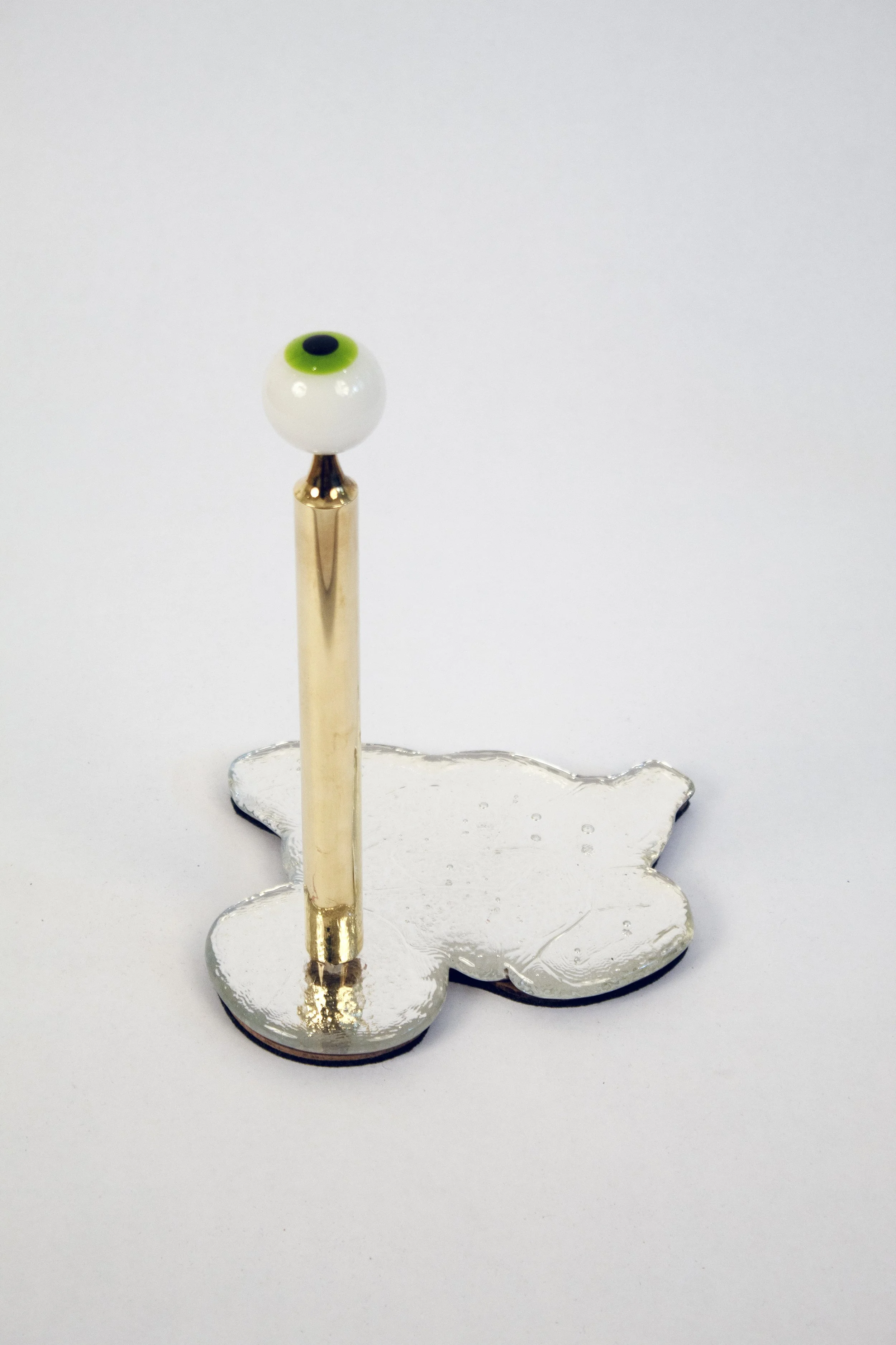SMALL GREEN EYE CANDLE, 2026, glass and bronze, 11" x 7" x 8"