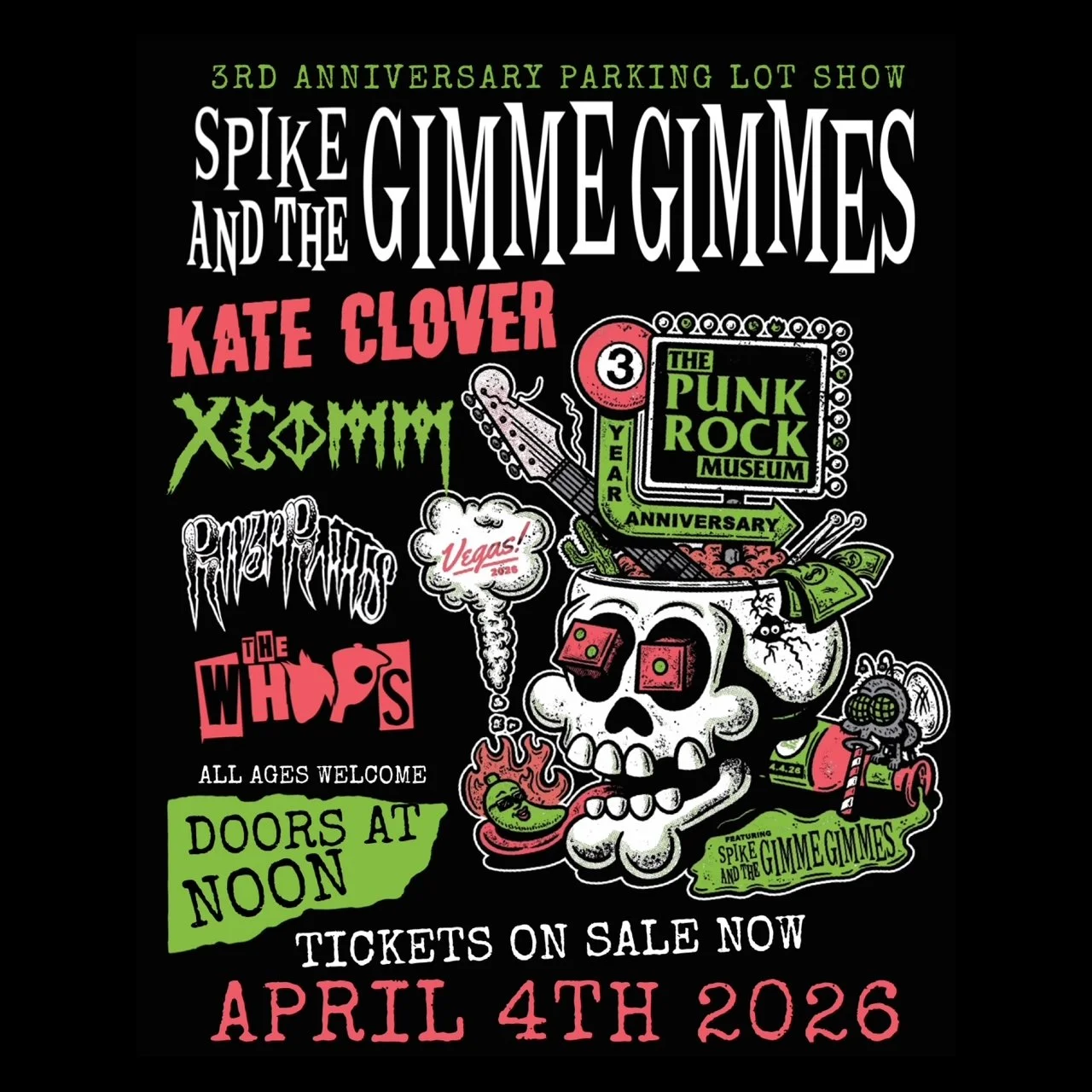 The Punk Rock Museum is celebrating its third anniversary the only way it knows how: with a loud, no-holds-barred parking lot show on&nbsp;Saturday, April 4th.