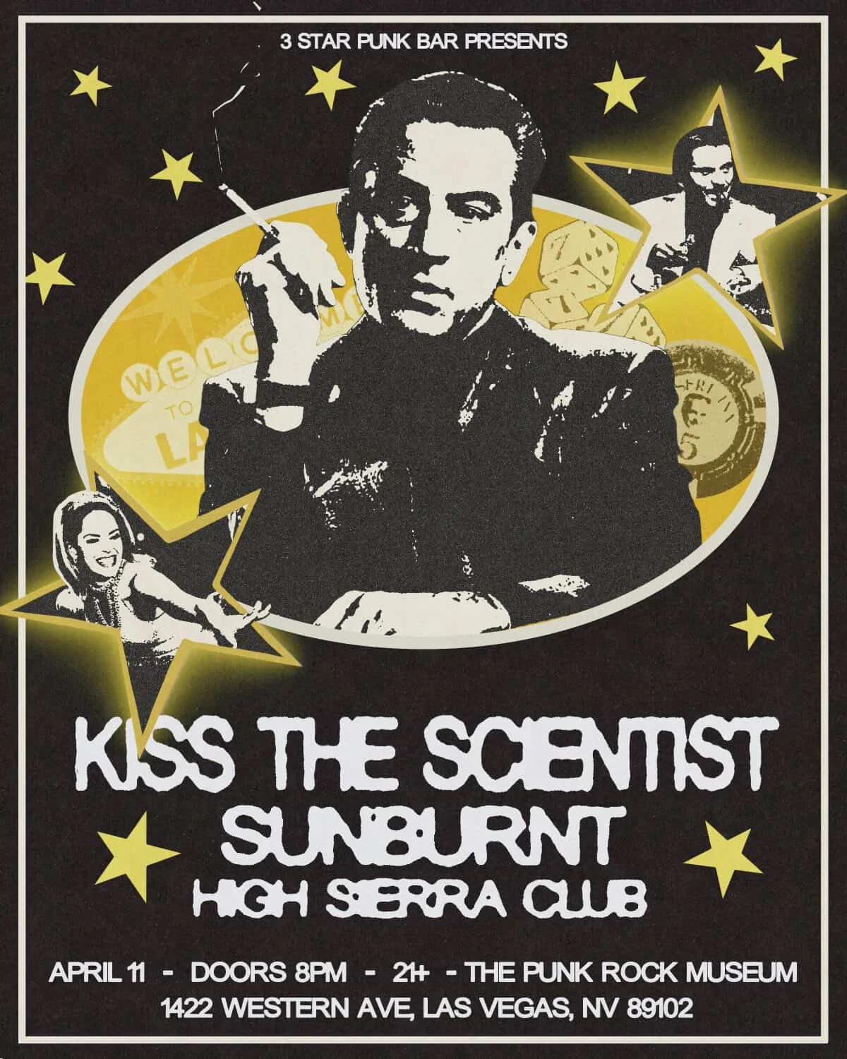 3 star PUNK BAR PRESENTS - kiss the scientist - Sunburnt - high sierra club Saturday, April 11, 2026⋅8:00 – 11:00pm