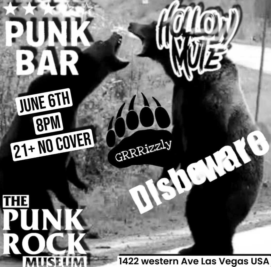 3 Star Punk Bar Presents - Hollow Mute - Grrrizzly - Disbeware 