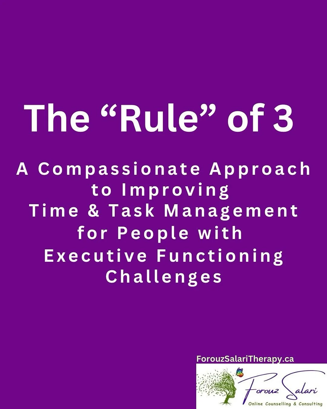 October is ADHD Awareness Month!

In honour of this month, I&rsquo;m sharing my &ldquo;Rule of 3: A Compassionate Approach to Time &amp; Task Management for People with Executive Functioning Challenges&rdquo;!

This is a method that I teach to my cli