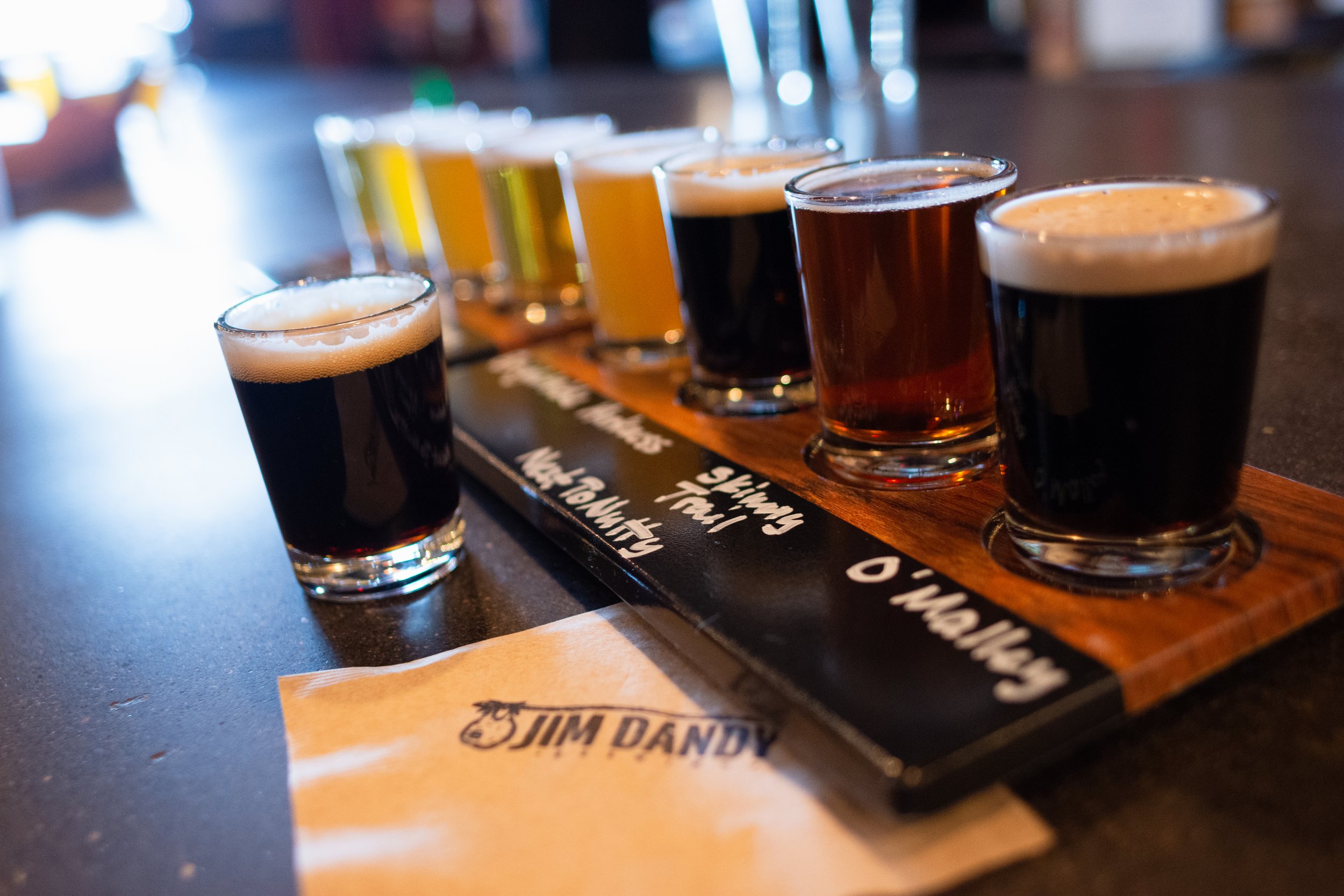  A flight of beers from Jim Dandy. 