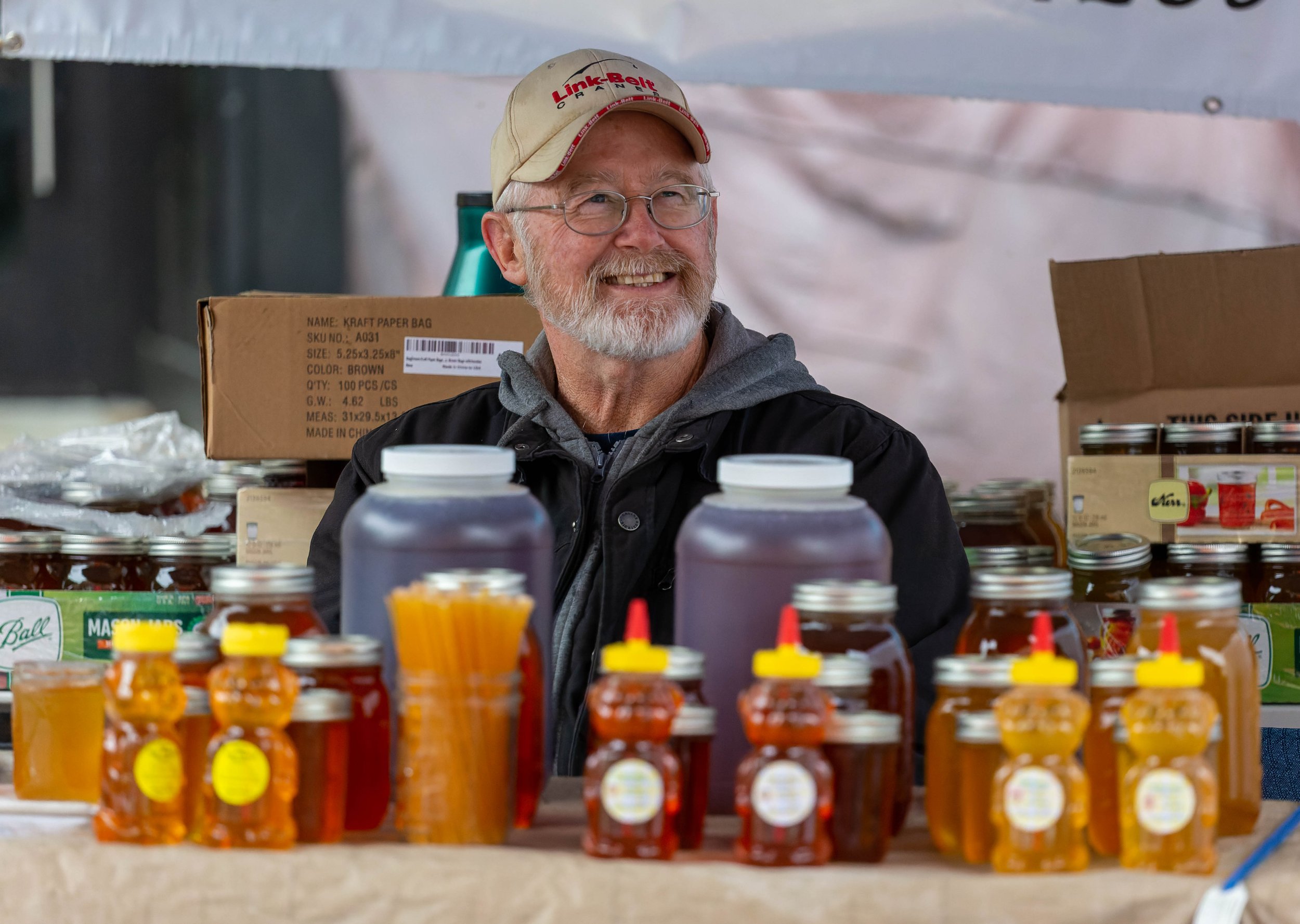 A honey vendor at the Moscow Farmers Market