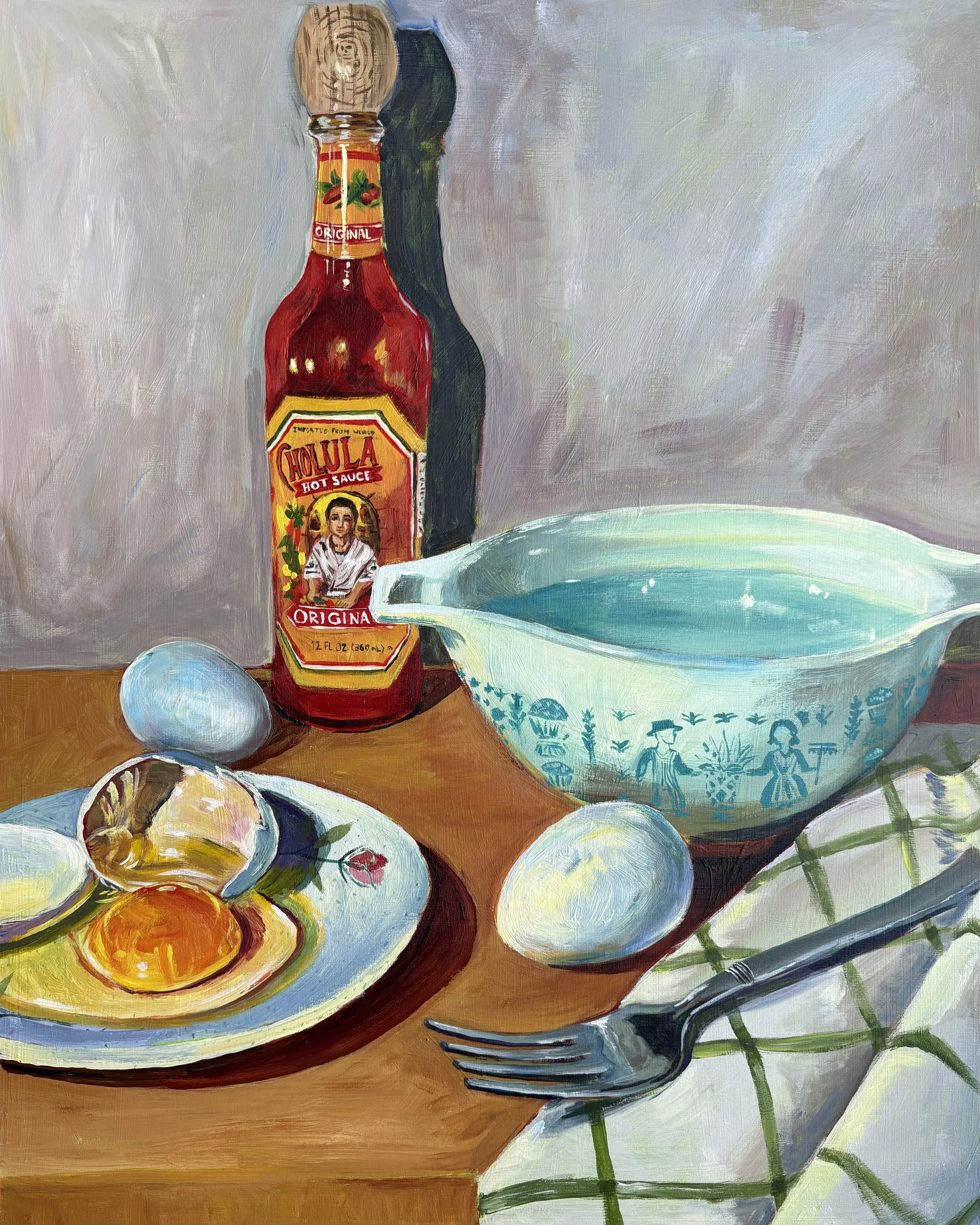 "Joel's Breakfast." 2025. Acrylic on Panel. 20 x 16 in. SOLD.