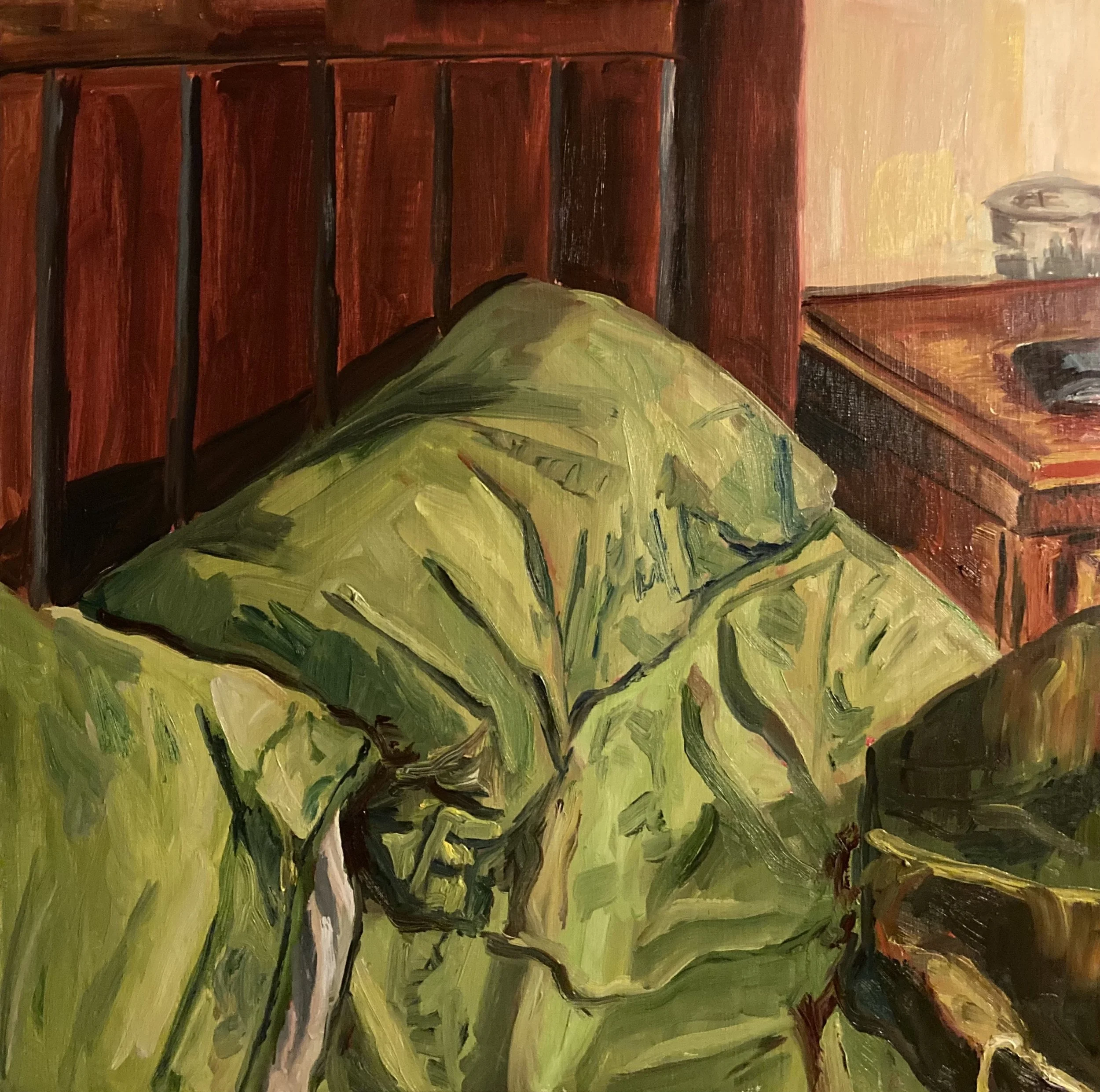 "Sunday Night." 2023. Oil on Wood. 24 x 24 in. $890.