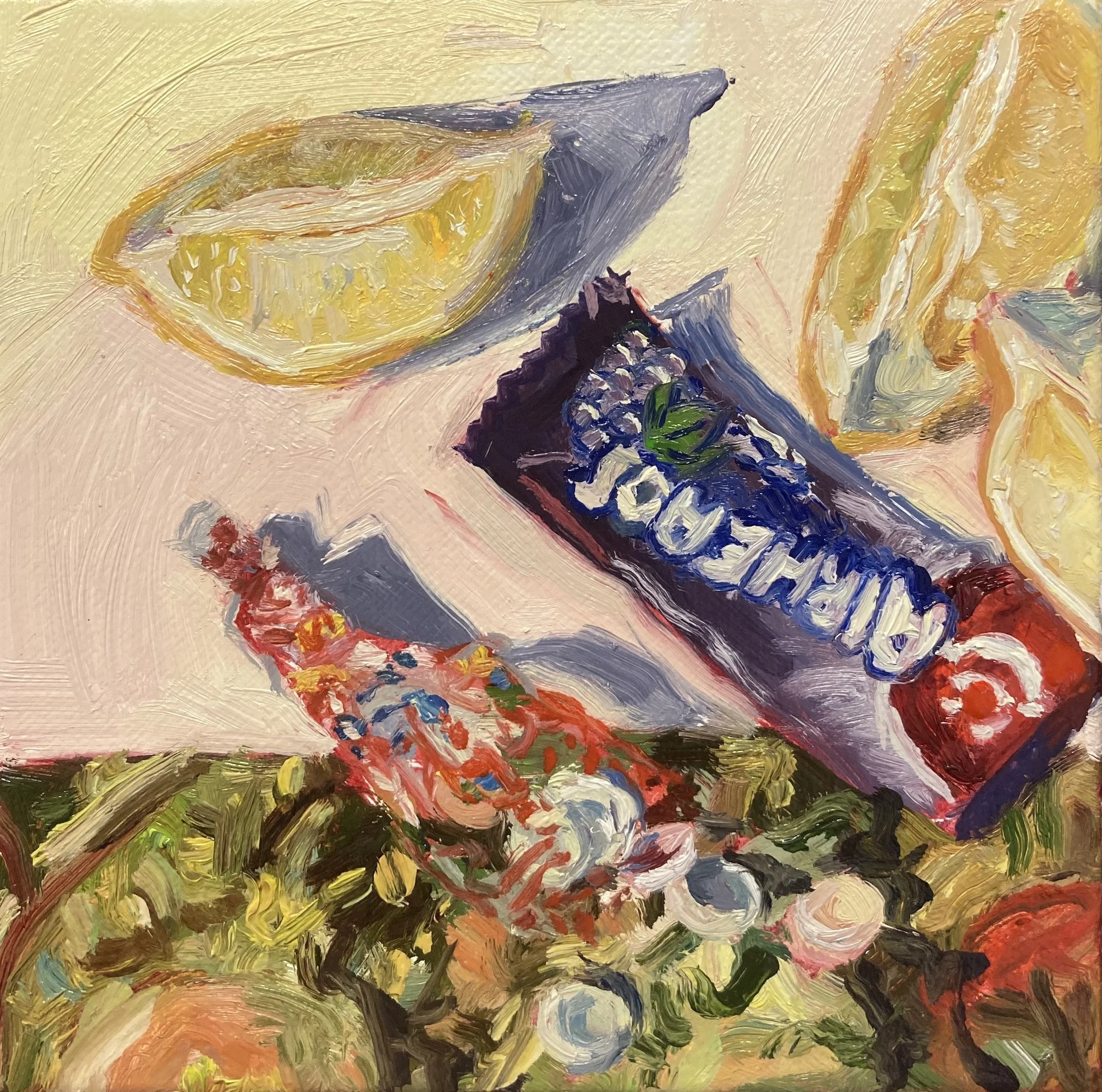 "Sweets With Sargent." 2023. Oil on Canvas. 6 x 6 in. $110.