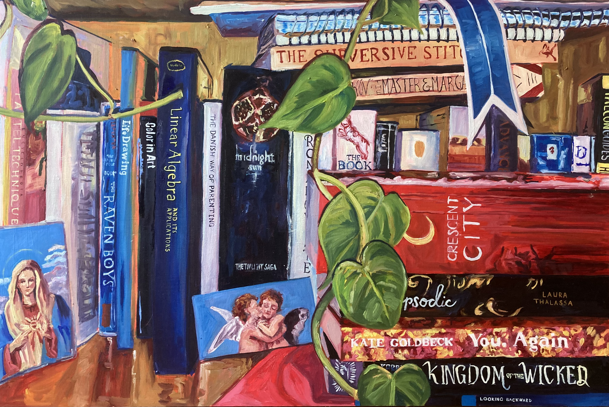 "To Be Read." 2024. Oil on Wood. 24 x 36 in. $690.