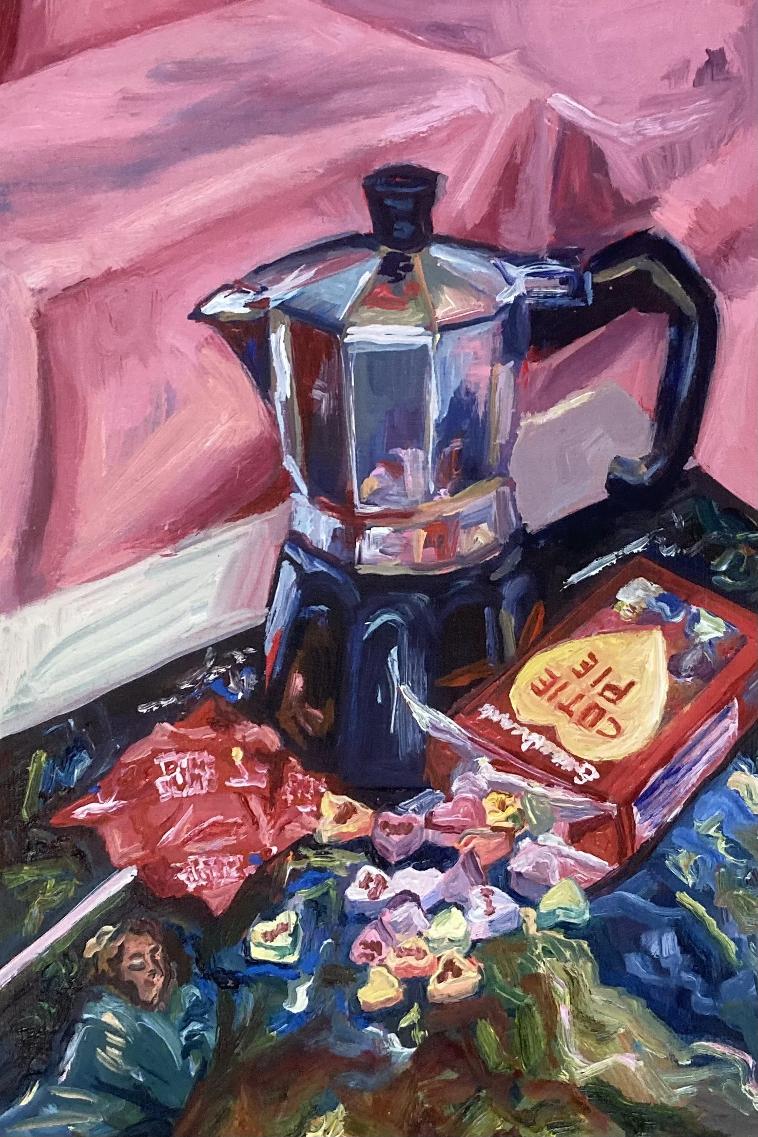"Sweet Hearts." 2024. Oil on Wood. 12 x 8 in. $140.