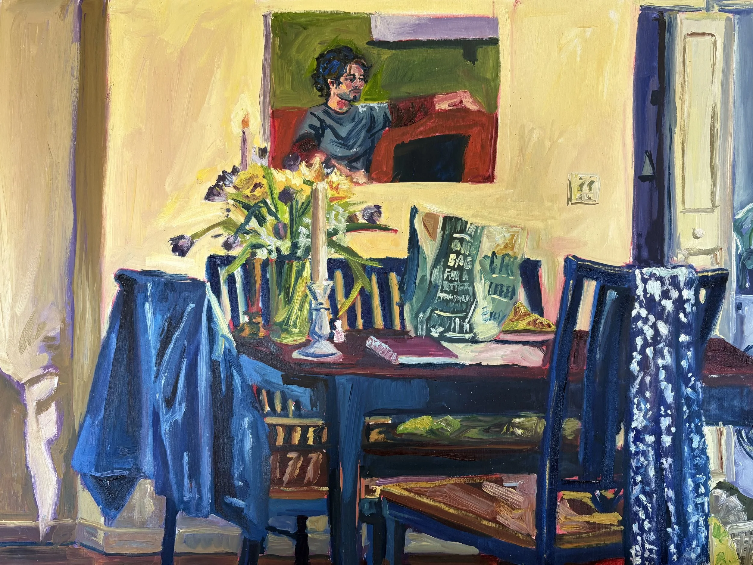"For A Better Tomorrow." 2025. Oil on Wood. 17.5 x 24 in. $500. 